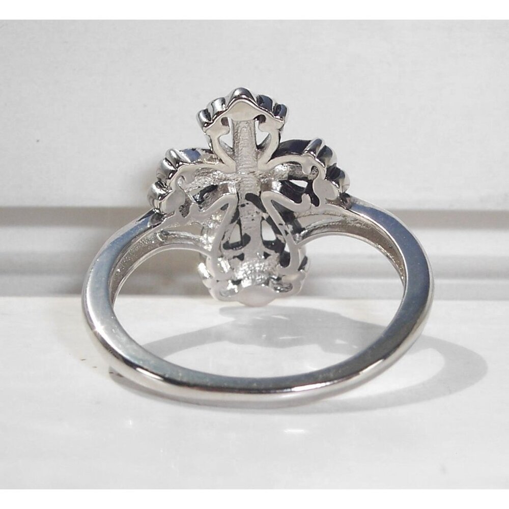 925 STERLING SILVER Antique Style Dainty Cross Ring - Picture 9 of 16